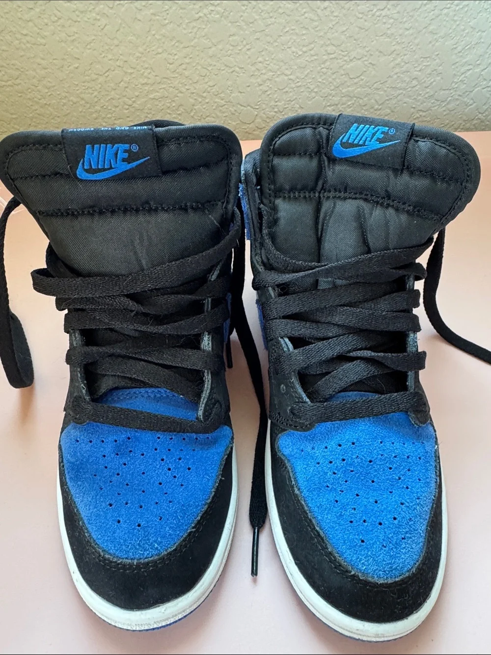 Nike Air Jordan 1 Retro High Youth Suede Sneakers Blue and Black Size 3Y